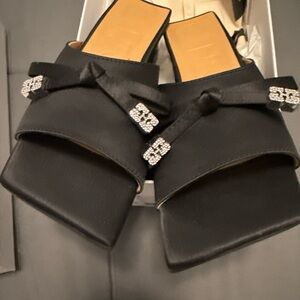 Ganni satin‎ butterfly bow mule sandals 36